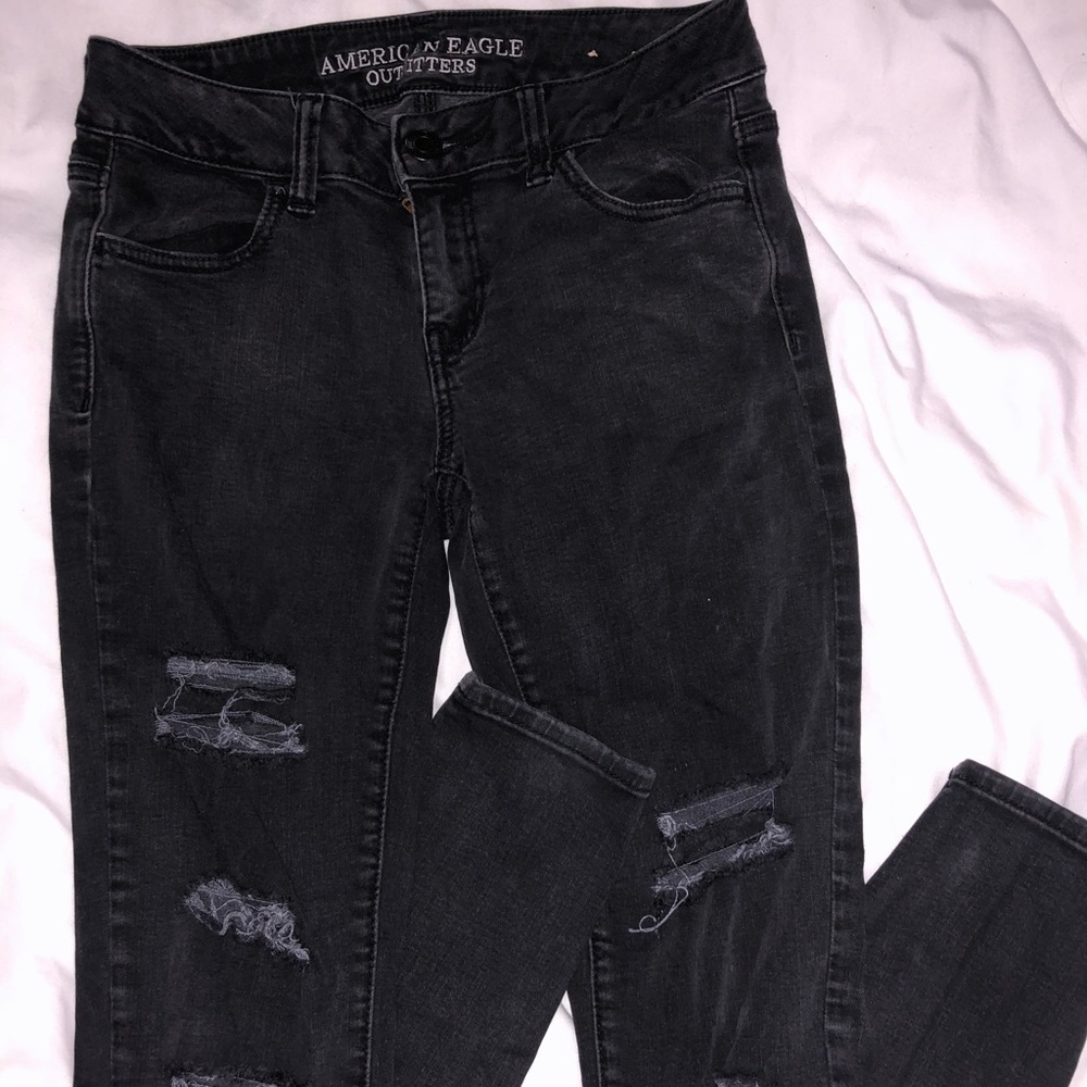 Black ripped jeggings